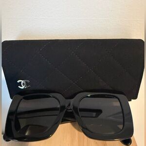 CHANEL Black Quilted Sunglasses Set